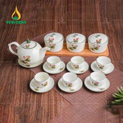 Bộ Ấm Trà - Kèm Bộ 3 Hủ Mứt Sứ BTKM010224 Bộ Ấm Trà - Kèm Bộ 3 Hủ Mứt Sứ BTKM010224