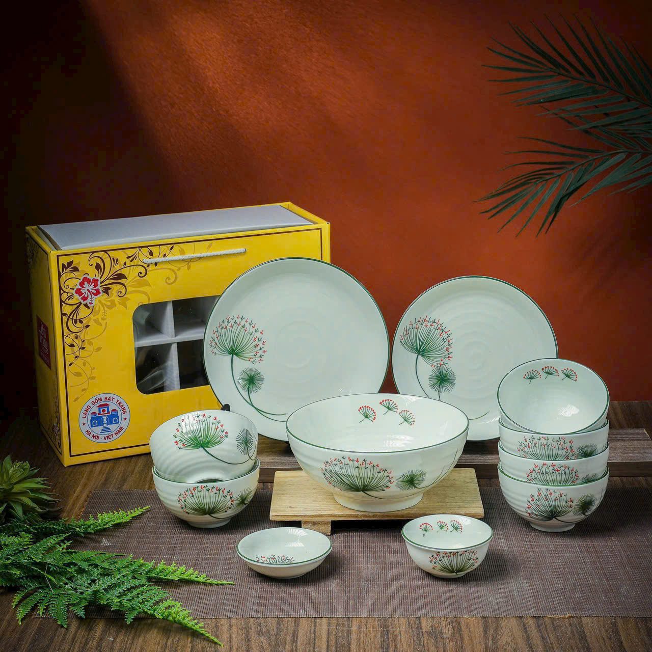 Bộ Bát Đĩa Bàn Ăn Sứ Bát Tràng Vẽ Tay BBA – 01102924 Bộ bát đĩa bàn ăn sứ Bát Tràng (1)