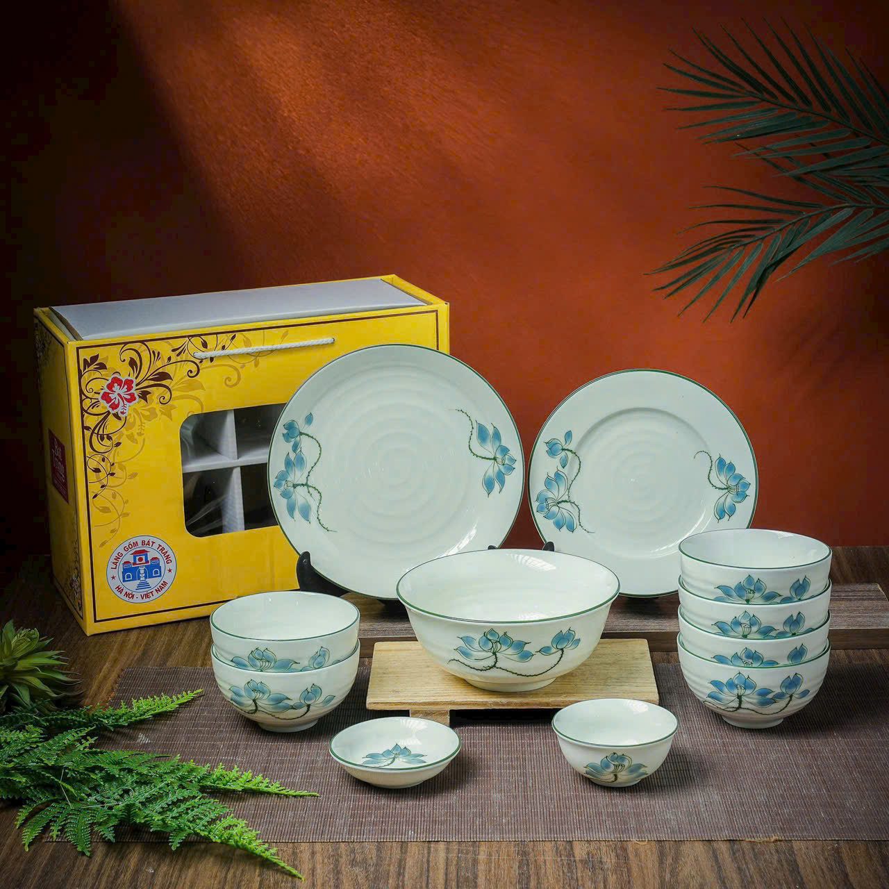 Bộ bát đĩa bàn ăn sứ Bát Tràng (1)
