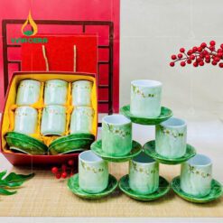 Cốc Sứ Bát Tràng Men Vân Đá Xanh Cốm CSV-011011