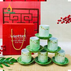 Cốc Sứ Bát Tràng Men Vân Đá Xanh Cốm CSV-011011