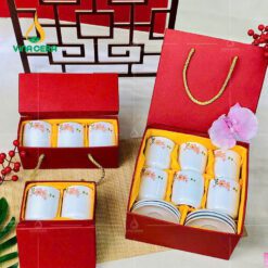 Cốc Sứ Bát Tràng Trắng vẽ Hoa Đào CSV-041011