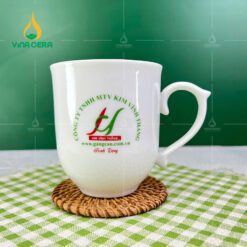 Ly Sứ Trắng Bầu Bát Tràng 350ml LS-10102224 Ly Sứ Trắng Bầu Bát Tràng Quai nhọn 350ml