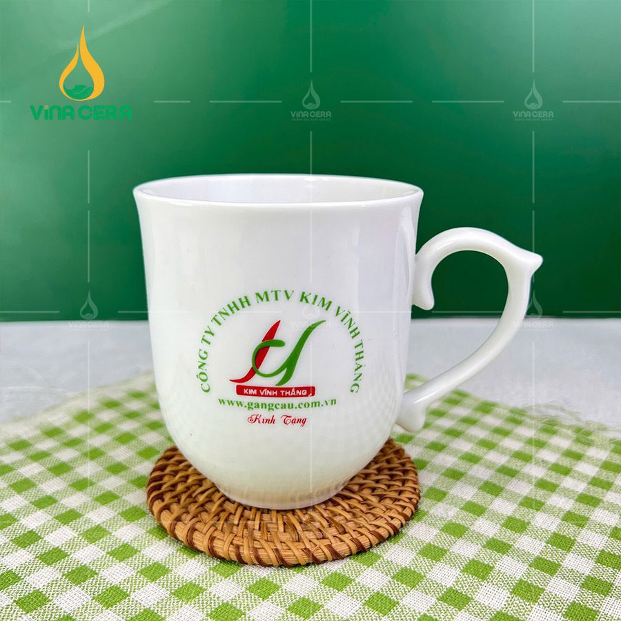 Ly Sứ Trắng Bầu Bát Tràng Quai nhọn 350ml (7) Ly Sứ Trắng Bầu Bát Tràng Quai nhọn 350ml