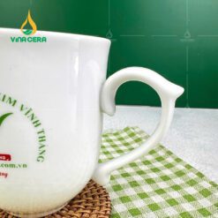 Ly Sứ Trắng Bầu Bát Tràng 350ml LS-10102224 Ly Sứ Trắng Bầu Bát Tràng Quai nhọn 350ml