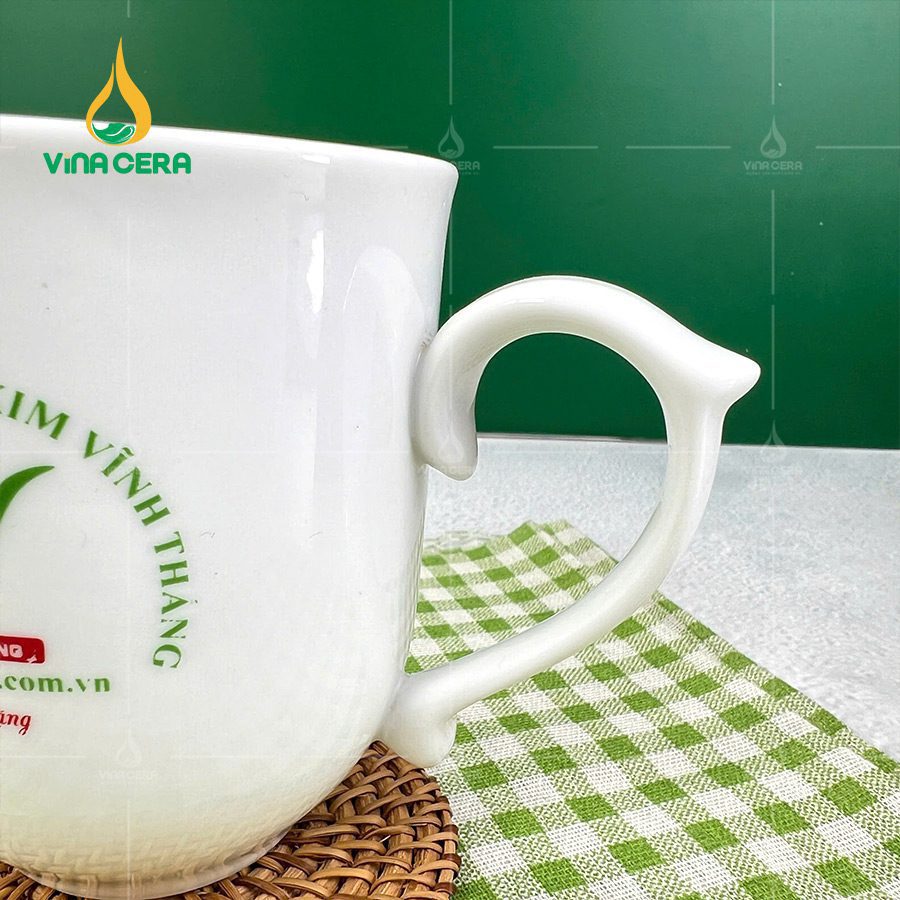 Ly Sứ Trắng Bầu Bát Tràng Quai nhọn 350ml (8) Ly Sứ Trắng Bầu Bát Tràng Quai nhọn 350ml