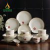 Bộ Bàn Ăn Bát Tràng Họa Tiết Hoa Đào Nhỏ - BBA 102411 Bộ bàn ăn Bát Tràng họa tiết hoa đào nhỏ