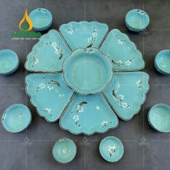 Bộ Bàn Ăn Hoa Mặt Trời Bát Tràng - BBA 102410 Bộ bàn ăn hoa mặt trời Bát Tràng
