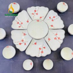 Bộ Bàn Ăn Hoa Mặt Trời Bát Tràng - BBA 102410 Bộ bàn ăn hoa mặt trời Bát Tràng
