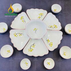 Bộ Bàn Ăn Hoa Mặt Trời Bát Tràng - BBA 102410 Bộ bàn ăn hoa mặt trời Bát Tràng