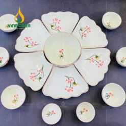 Bộ Bàn Ăn Hoa Mặt Trời Bát Tràng - BBA 102410 Bộ bàn ăn hoa mặt trời Bát Tràng