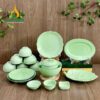 Bộ Chén Đĩa Bát Tràng Men Xanh Ngọc Trơn - TS 102404 Bộ chén đĩa Bát Tràng men xanh ngọc trơn