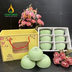 Set Bộ 6 Chén Cơm Bát Tràng Cao Cấp In Logo - BC 102407 Set bộ 6 chén cơm Bát Tràng cao cấp in logo