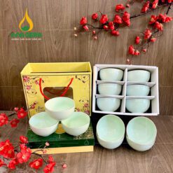 Set Bộ 6 Chén Cơm Bát Tràng Cao Cấp In Logo - BC 102407 Set bộ 6 chén cơm Bát Tràng cao cấp in logo