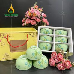 Set Bộ 6 Chén Cơm Bát Tràng Cao Cấp In Logo - BC 102407 Set bộ 6 chén cơm Bát Tràng cao cấp in logo