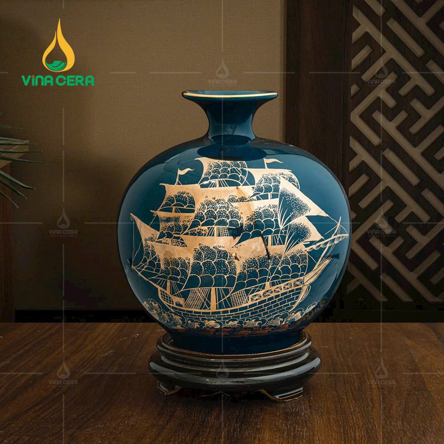 Bình Hút Lộc Vẽ Vàng Bát Tràng Màu Xanh Lục BHL-02110524 (1) Bình Hút Lộc Vẽ Vàng Bát Tràng Màu Xanh Lục BHL-02110524