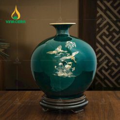 Bình Hút Lộc Vẽ Vàng Bát Tràng Màu Xanh Lục BHL-02110524 Bình Hút Lộc Vẽ Vàng Bát Tràng Màu Xanh Lục BHL-02110524