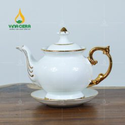 Bộ Ấm Chén Đài Các Chỉ Vàng Bát Tràng