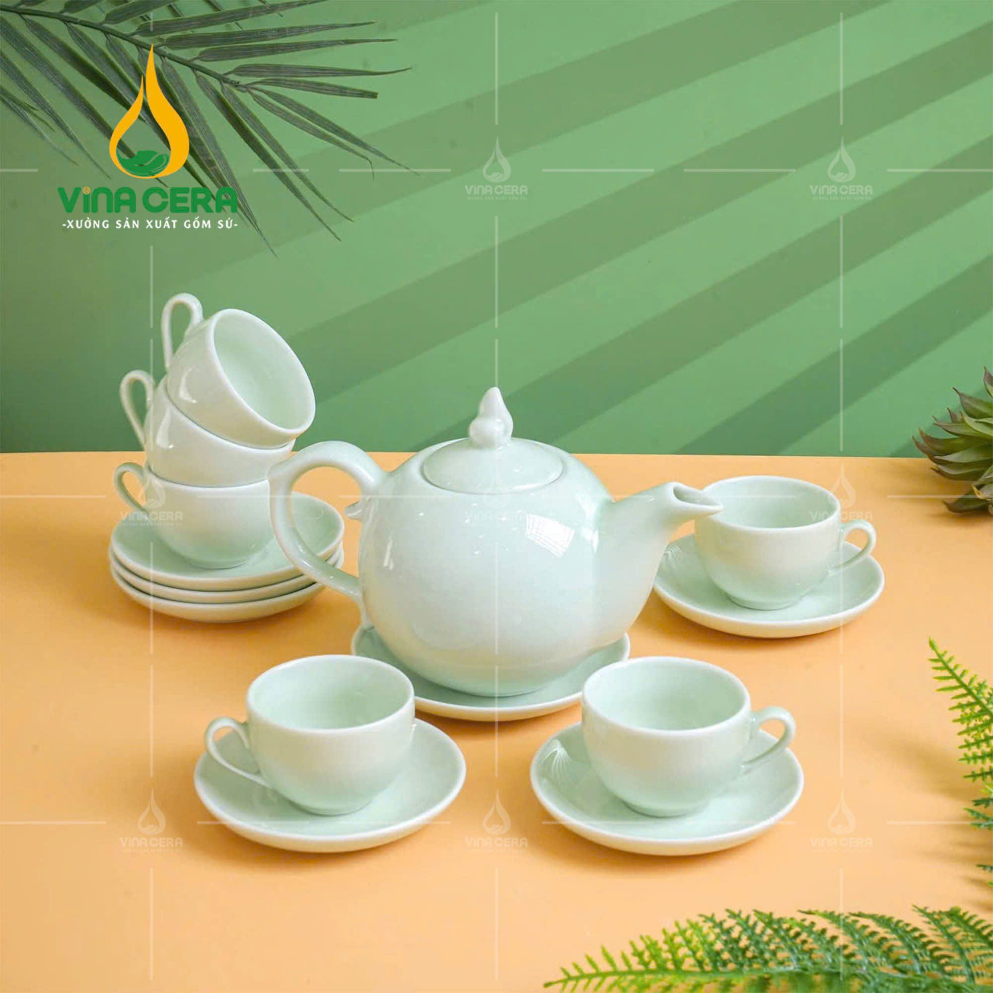 Bô Ấm Chén Dáng Bưởi Chóp Ngọn Lửa