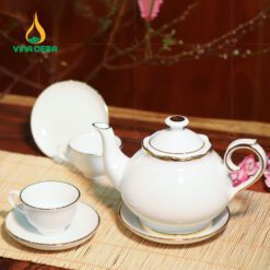 Bộ Ấm Chén Trà Thiên Kim Viền Vàng Kim VN AC35 Bộ Ấm Chén Trà Thiên Kim Viền Vàng Kim