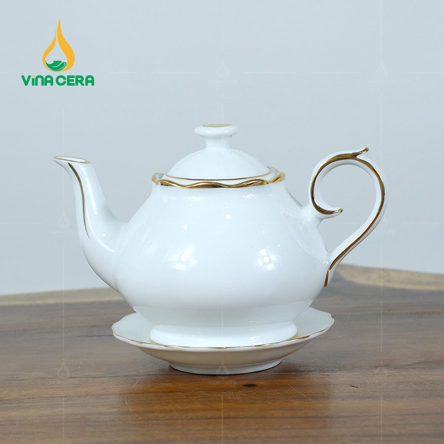 Bộ Ấm Chén Trà Thiên Kim Viền Vàng Kim (5) Bộ Ấm Chén Trà Thiên Kim Viền Vàng Kim