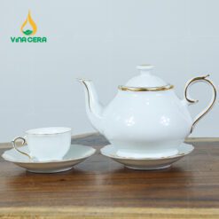 Bộ Ấm Chén Trà Thiên Kim Viền Vàng Kim VN AC35 Bộ Ấm Chén Trà Thiên Kim Viền Vàng Kim