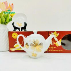 Bộ Ấm Trà Dáng Minh Long Vẽ Vàng VN AC 40