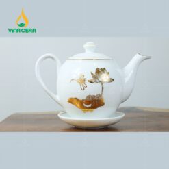 Bộ Ấm Trà Dáng Minh Long Vẽ Vàng VN AC 40