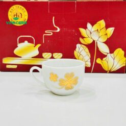 Bộ Ấm Trà Dáng Minh Long Vẽ Vàng VN AC 40