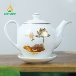 Bộ Ấm Trà Dáng Minh Long Vẽ Vàng VN AC 40