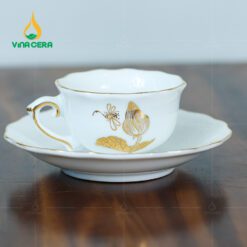 Bộ Ấm Trà Mẫu Đơn Vẽ Vàng VN AC 42