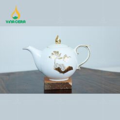 Bộ Ấm Trà Mẫu Đơn Vẽ Vàng VN AC 42