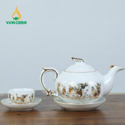 Ấm Chén Phượng Hoàng Trúc Lâm Thất Hiền Vàng Kim