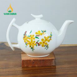 Bộ Ấm Trà Sứ Vẽ Hoa Mai Dáng Trăng Khuyết VNAC05 Bộ Ấm Trà Sứ Vẽ Hoa Mai Dáng Trăng Khuyết