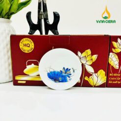 Bộ Ấm Trà Viền Vàng Sen Chuồn Xanh VN AC 54