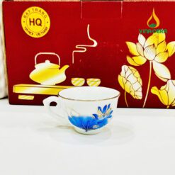 Bộ Ấm Trà Viền Vàng Sen Chuồn Xanh VN AC 54