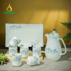 Bộ Bình Nước Bát Tràng Men Kem 1.3L BAT-0111224