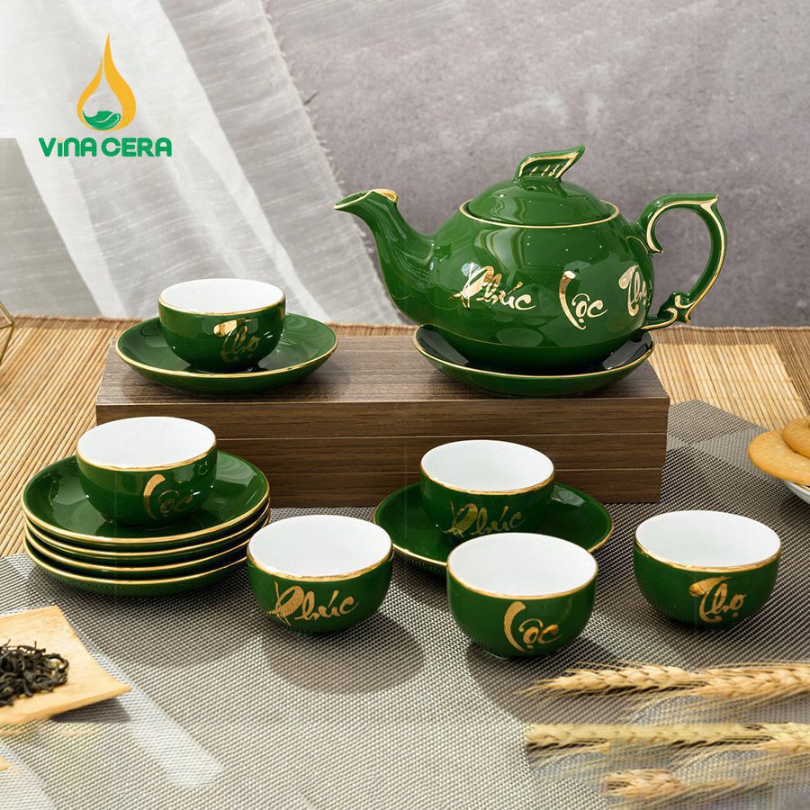Bộ Trà Ba Chân Công Thuyền Buồm Men Xanh Ngọc (2) Bộ Trà Ba Chân Công Thuyền Buồm Men Xanh Ngọc