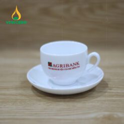 Bộ Trà Sứ Trắng Vẽ Hoa Đào in logo quà Tết VNAC04 Bộ Trà Sứ Trắng Vẽ Hoa Đào in logo quà Tết VNAC04