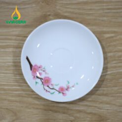 Bộ Trà Sứ Trắng Vẽ Hoa Đào in logo quà Tết VNAC04 Bộ Trà Sứ Trắng Vẽ Hoa Đào in logo quà Tết VNAC04