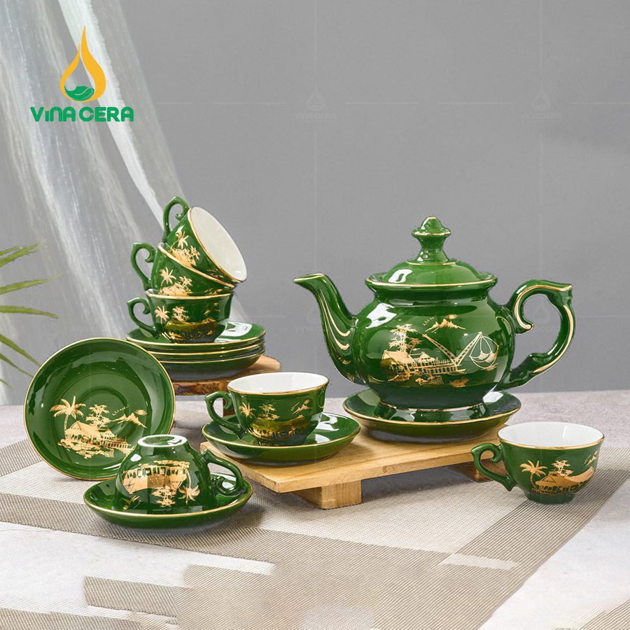 Bộ ấm Chén Đài Cát Men Xanh Ngọc (2) Bộ ấm Chén Đài Cát Men Xanh Ngọc ACM01