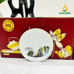 Bộ ấm Trà Bát Tràng Kẻ Vàng Hoa Văn Sơn Thủy VN AC 55 Bộ ấm Trà Bát Tràng Kẻ Vàng Hoa Văn Sơn Thủy VN AC 55