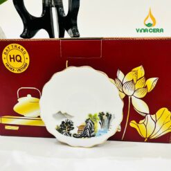 Bộ ấm Trà Bát Tràng Kẻ Vàng Hoa Văn Sơn Thủy VN AC 55 Bộ ấm Trà Bát Tràng Kẻ Vàng Hoa Văn Sơn Thủy VN AC 55