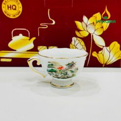 Bộ ấm Trà Bát Tràng Kẻ Vàng Hoa Văn Sơn Thủy VN AC 55 Bộ ấm Trà Bát Tràng Kẻ Vàng Hoa Văn Sơn Thủy VN AC 55