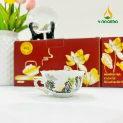 Bộ ấm Trà Bát Tràng Kẻ Vàng Hoa Văn Sơn Thủy VN AC 55 Bộ ấm Trà Bát Tràng Kẻ Vàng Hoa Văn Sơn Thủy VN AC 55