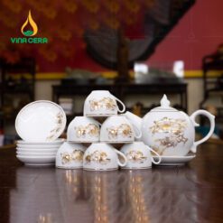 Bộ ấm Trà Dáng Bưởi Chóp Ngọn Lửa Vẽ Vàng VN AC 50 Bộ ấm Trà Dáng Bưởi Chóp Ngọn Lửa Vẽ Vàng VN AC 50