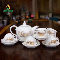 Bộ ấm Trà Dáng Bưởi Chóp Ngọn Lửa Vẽ Vàng VN AC 50 Bộ ấm Trà Dáng Bưởi Chóp Ngọn Lửa Vẽ Vàng VN AC 50