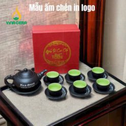 Bộ ấm Trà Gốm Bát Tràng in logo BAT01110724 Bộ ấm Trà Gốm Bát Tràng in logo