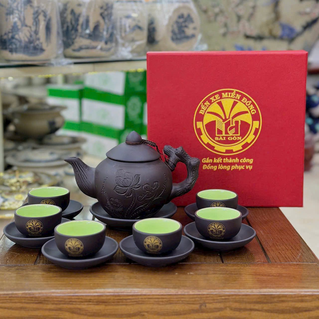 Bộ ấm Trà Gốm Bát Tràng in logo