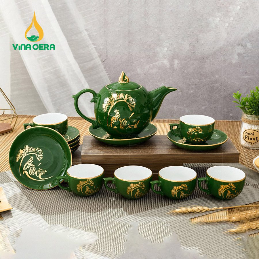 Bộ ấm chén Ngọn Lửa Men Xanh Ngọc (2) Bộ ấm chén Ngọn Lửa Men Xanh Ngọc